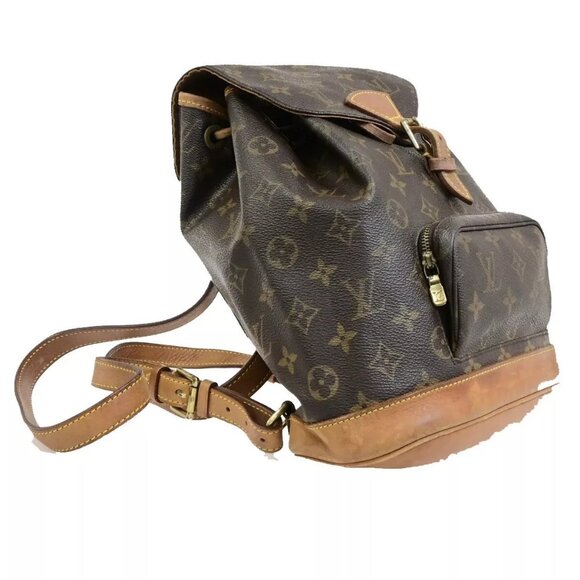 LOUIS VUITTON Montsouris MM Backpack Bag Monogram Leather Brown - Picture 6 of 16